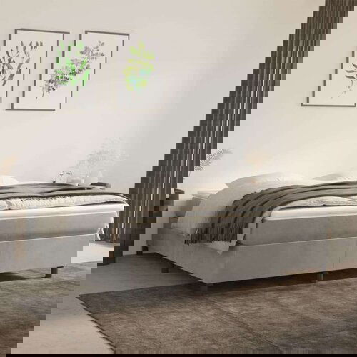  Box spring postelja z vzmetnico svetlo siva 180x200 cm žamet, (20726140) Slike