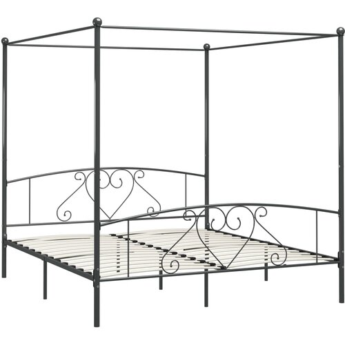 Maison Chic Posteljni okvir - Dvoposteljna postelja - Zakonska postelja z ogrodjem za baldahin siv kovinski 180x200 cm, (21695342) Cene