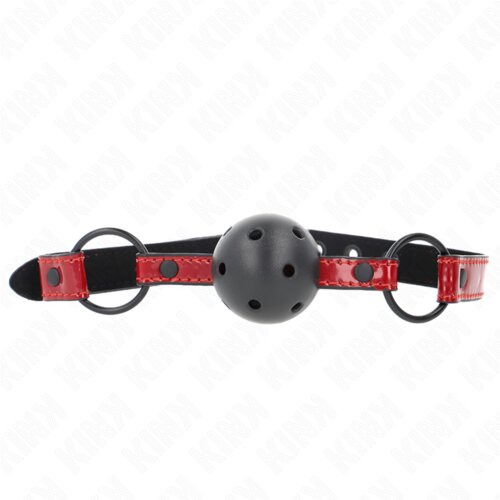 Kink Gag Shiny Leatherette Red/black (4,5 Cm) Slike