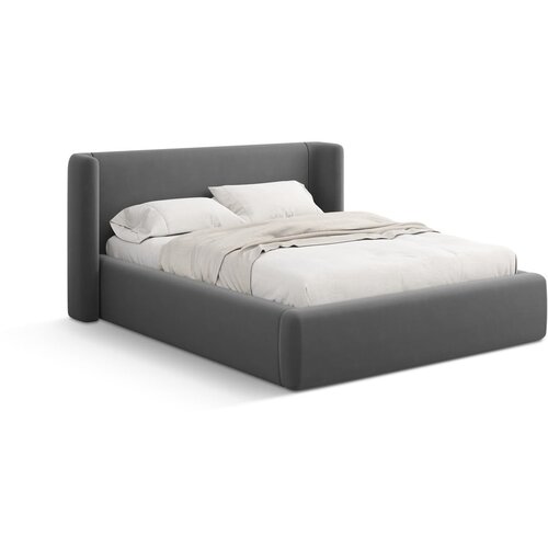 Windsor & Co Sofas Siva oblazinjena zakonska postelja s prostorom za shranjevanje z letvenim dnom 160x200 cm Jason – Cene