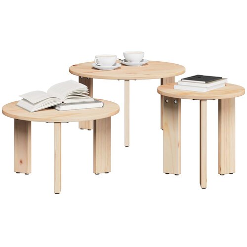  Kava Stol 3 pcs Masivna borovina Slike