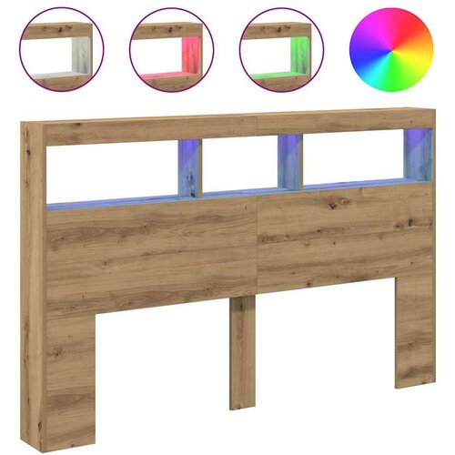  Ormarić za uzglavlje LED boja artisan hrast 160x17x102 cm Slike
