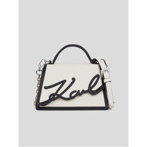 Karl Lagerfeld Black-cream women&amp;#039;s leather handbag K/Signature 2.0 - Women&amp;#039;s Slike
