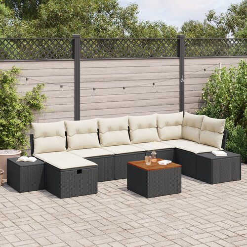 VidaXL 8-dijelni set vrtnih sofa s jastučićima crni poli ratan Slike