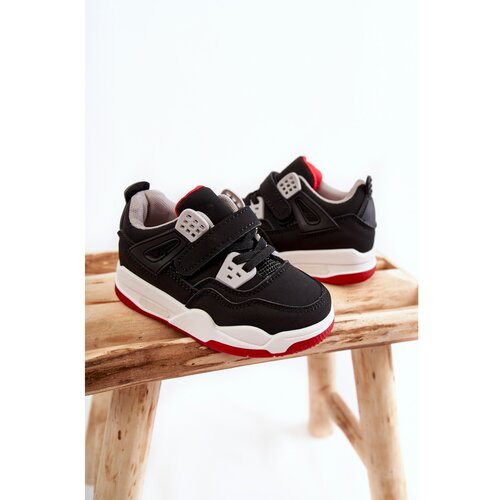 Kesi Children's Leather Sports Shoes Black and Red Marisa Cene