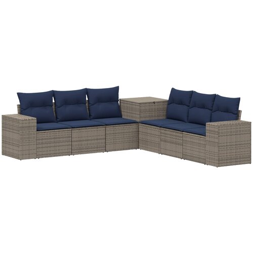  Set sofe 7 kom. Siva i tamnoplava 55 x 55 x 69 cm 255 x 255 x 85 cm Slike