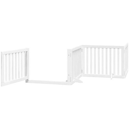  Vrata za pse s vrata&amp;scaron;cima 12 panela sklopiva 960 cm drvo topole Bijela 80 x 60 x 2 cm Slike