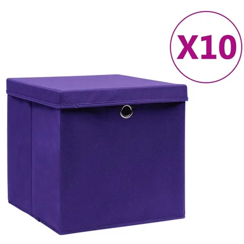  Škatle s pokrovi 10 kosov 28x28x28 cm vijolične