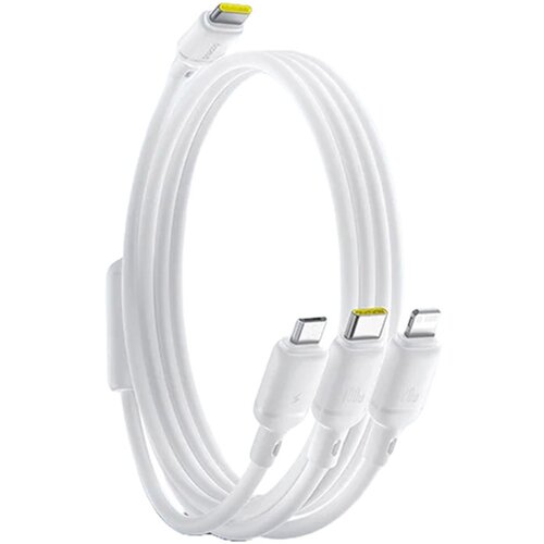 Baseus Kabel Silky 3 u 1 Fast Charging Cable USB-C na M+L+C 100W 1.5m Moon White Cene
