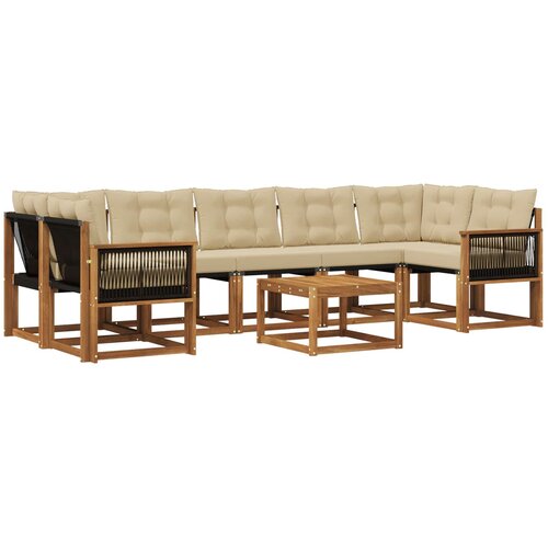 vidaXL Zunanja garnitura za sedenje z blazino 8 pcs Naravna in bež, (5000282150) Cene