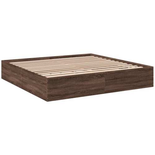 vidaXL Posteljni okvir rjav hrast 200x200 cm inženirski les, (21156037) Cene
