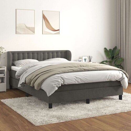  Box spring postelja z vzmetnico temno siva 140x200 cm žamet, (20791145) Slike