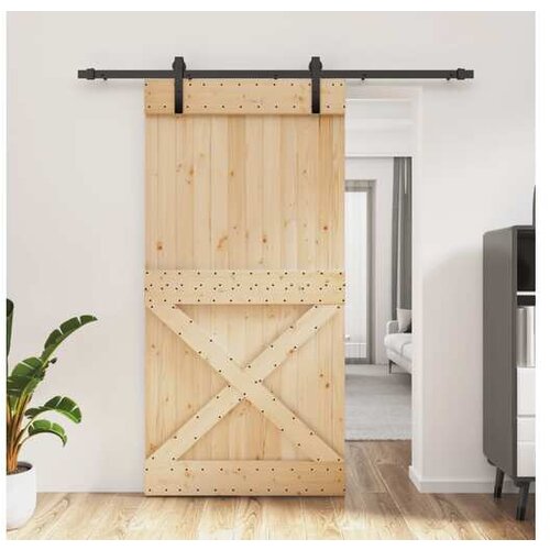 vidaXL Drsna vrata s kompletom vodil 100x210 cm trdna borovi Cene