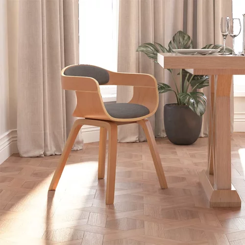 vidaXL Blagovaonska stolica svjetlosiva od savijenog drva i tkanine