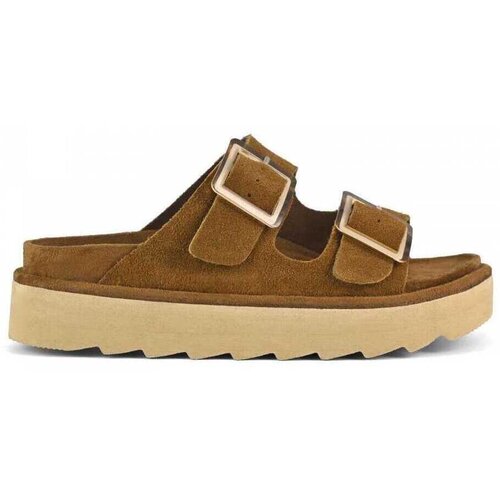 Colors of California Platform sandal in leather Smeđa Cijene