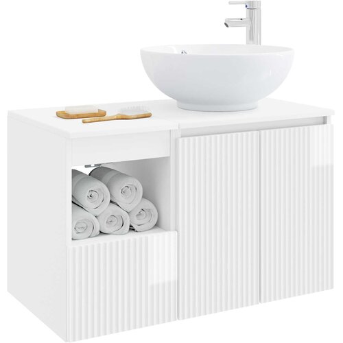  Set namje&amp;scaron;taja za kupaonicu 2 kom. Bijela visokog sjaja 49,5 x 44,5 x 80 cm Slike
