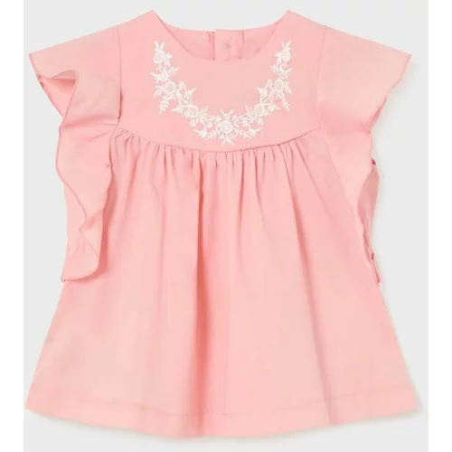 Mayoral Pamučna bluza za bebe boja: ružičasta, glatka