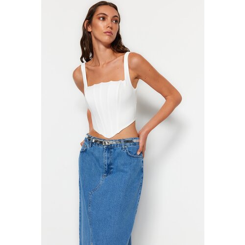 Trendyol Woven Corset Blouse in Ecru with Straps Slike