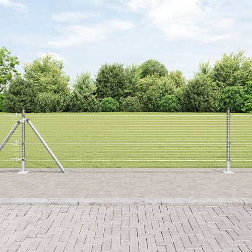 VidaXL varjena žična ograja z 13 flanged stebri 0.6x100 m pocinkano jeklo Slike