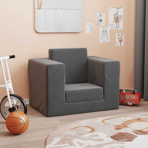  Dječji kauč na razvlačenje antracit mekani pli&scaron;ani Antracitno siva Sofa Cijene