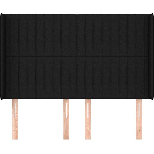  Uzglavlje s u&amp;scaron;ima crni 147x16x118/128 cm od tkanine Slike