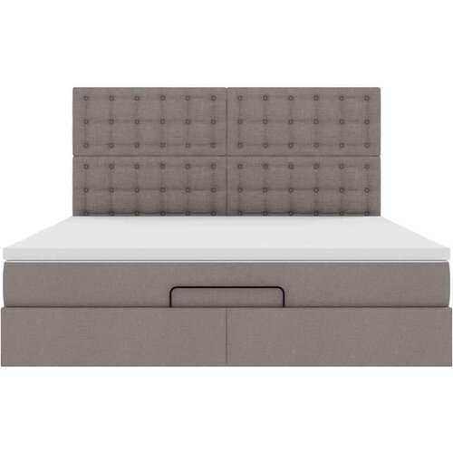 VidaXL otomanski krevet s madracem smeđesivi 160x200cm od tkanine Slike