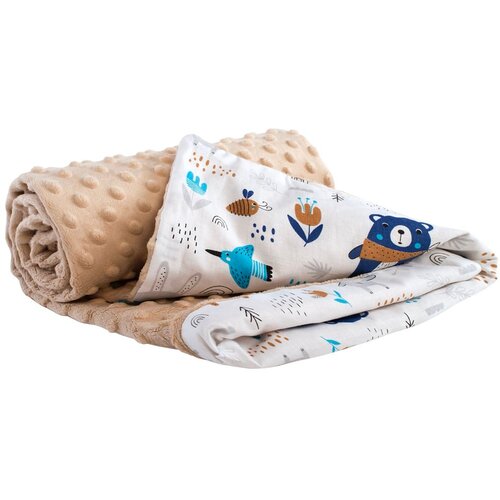 Medi Partners Blanket 75x100 cotton + minky &amp;ndash; Animals in forest + beige minky Slike