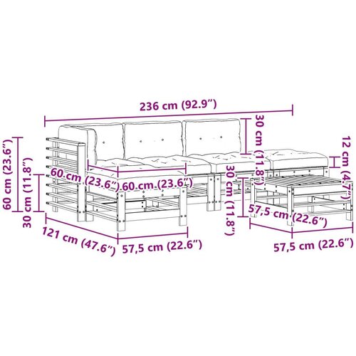  Set lounge namje&amp;scaron;taja za vrt 6 pcs Vo&amp;scaron;tanosmeđa Slike
