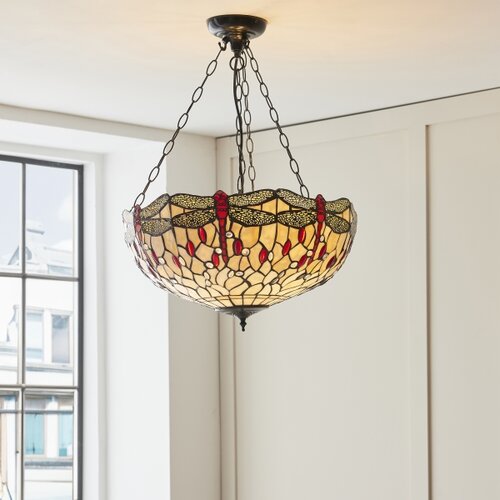 Endon 112251 - Luster na lancu Tiffany DRAGONFLY 3xE27/60W/230V prečnika 50 cm Slike