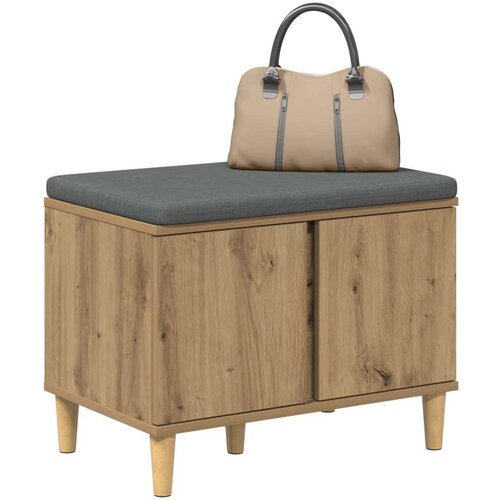  Klupa za hodnik s jastukom Umjetnički hrast 60 x 38 x 46 cm Slike