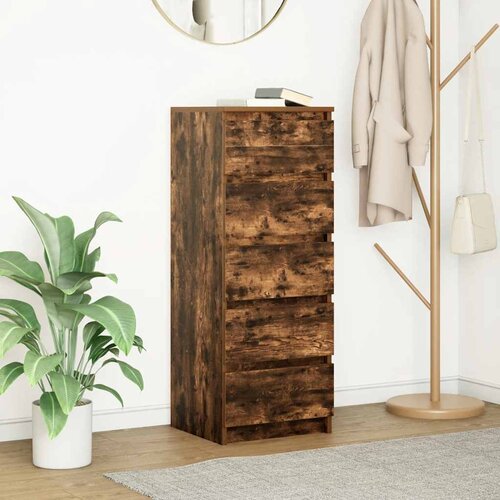VidaXL Komoda s ladicama dimljeni hrast 37,5x35x99cm konstruirano drvo Slike