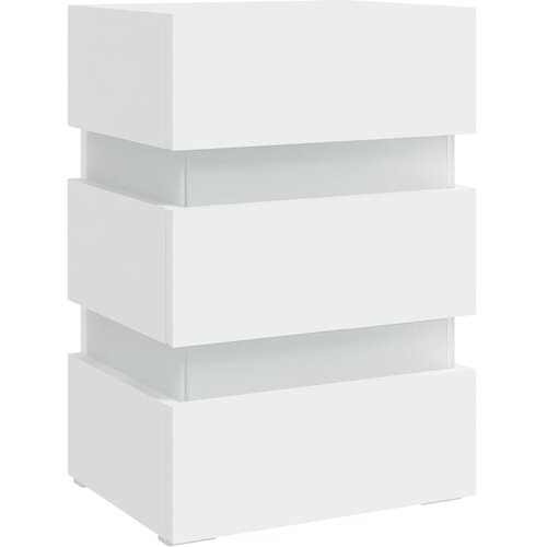  LED noćni ormarić bijeli 45 x 35 x 67 od konstruiranog drva Slike