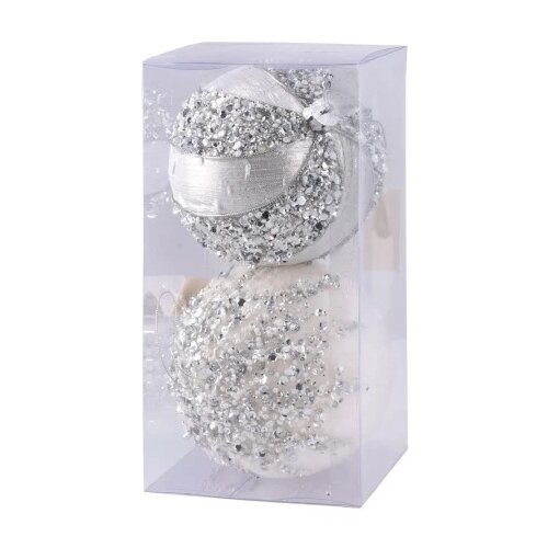  Icy lux, novogodi&scaron;nja kugla, set, srebrno-bela, 12cm, miks, 2K Cene