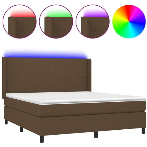  Krevet box spring s madracem LED tamnosmeđi 180x200 cm tkanina Slike