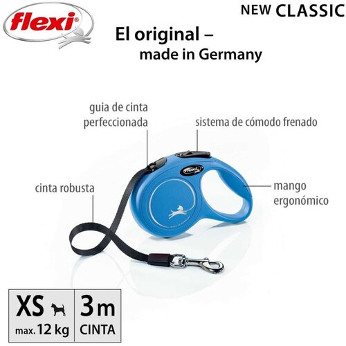 Flexi povodec Classic XS, trak - 3 m (različne barve) modra Slike