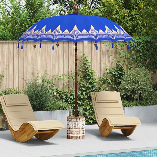 VidaXL baline&amp;scaron;ki parasol plava 210-220 cm pamuk, solidno drvo Slike
