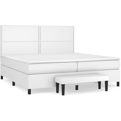 VidaXL Krevet s oprugama i madracem bijeli 200x200 cm umjetna koža Slike