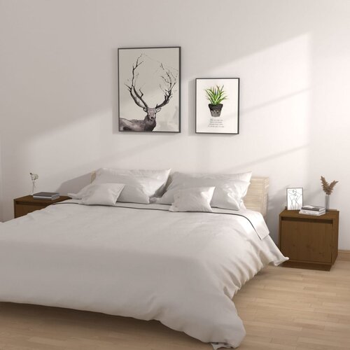 vidaXL Nočna omarica 2 kosa medeno rjava 40x30x40 cm trdna borovina Cene