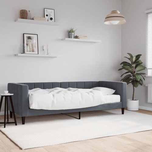 VidaXL Dnevna postelja z vzmetnico temno siva 80x200 cm žamet Slike