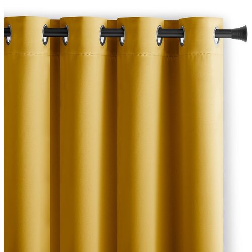 AmeliaHome Curtain BLACKOUT color mustard style classic silver eyelets blackout 140x245 Cijene