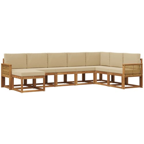 vidaXL Zunanja garnitura za sedenje z blazino 8 pcs Naravna in bež, (5000280524) Cene