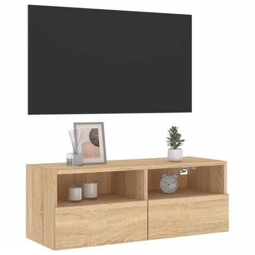  Zidni TV ormarić boja hrasta 80 x 30 x 30 cm konstruirano drvo Slike