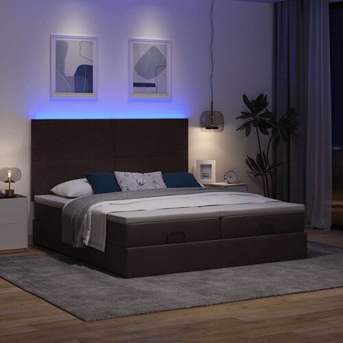 VidaXL Otomanski posteljni okvir z vzmetnicami rjav 180x200 cm blago Slike