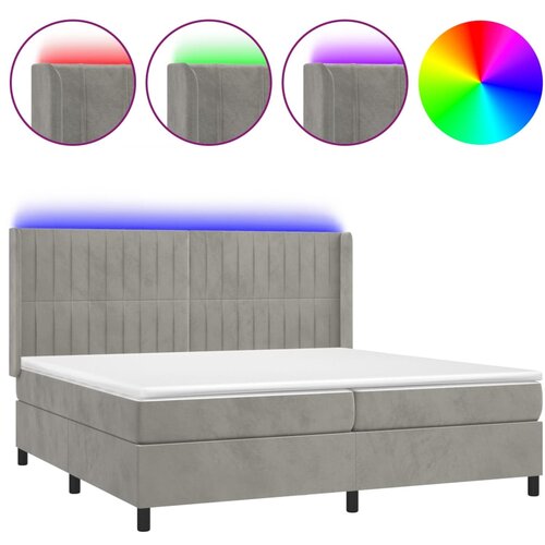  box spring s madracem LED svjetlosivi 200x200 cm bar&amp;scaron;un Slike