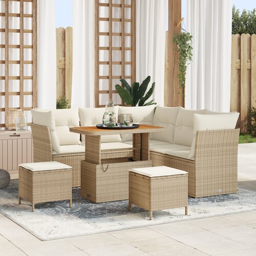 vidaXL 8-delni vrtni sofa set z blazinami bež poli ratan akacija Cene