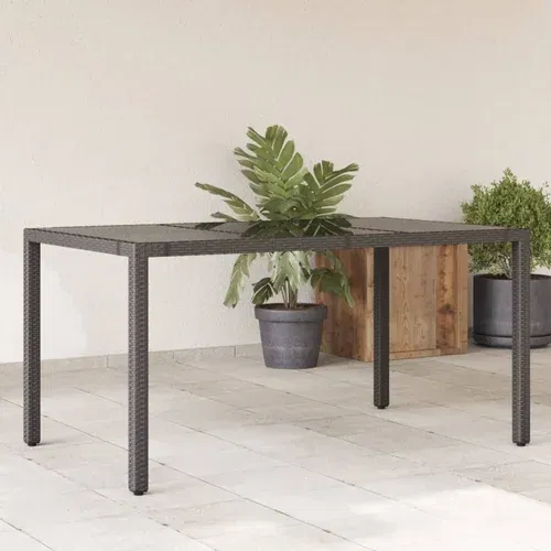  Vrtni stol sa staklenom pločom crni 150x90x75 cm od poliratana