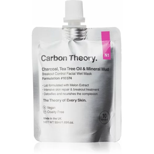 Carbon Theory Charcoal, Tea Tree Oil & Mineral Mud maska za intenzivnu regeneraciju za problematično lice, akne 50 ml