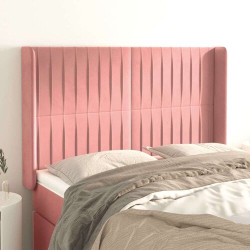  Vzglavje z u&amp;scaron;esi roza 147x16x118/128 cm žamet, (20952560) Slike