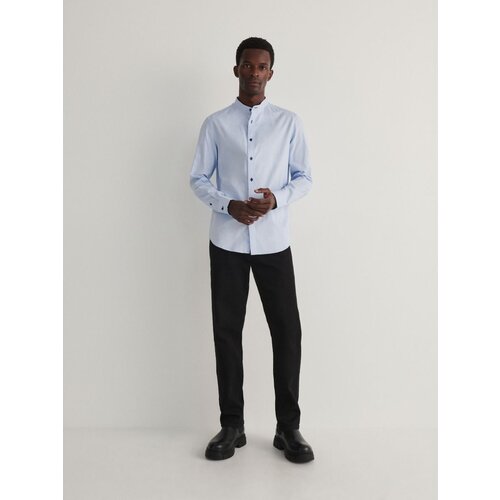 Reserved srajca slim fit s pokončnim ovratnikom - modra Cene