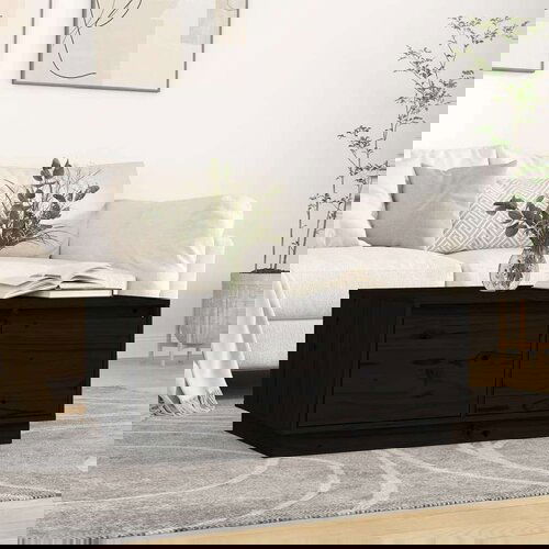  Klubska mizica črna 80x50x35 cm trdna borovina, (20711607) Slike